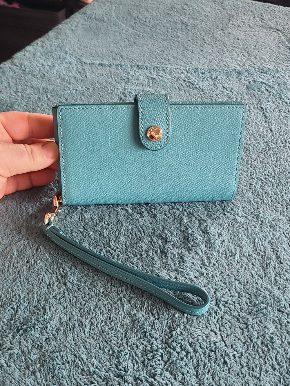Coach Teal Leather Wristlet Wallet